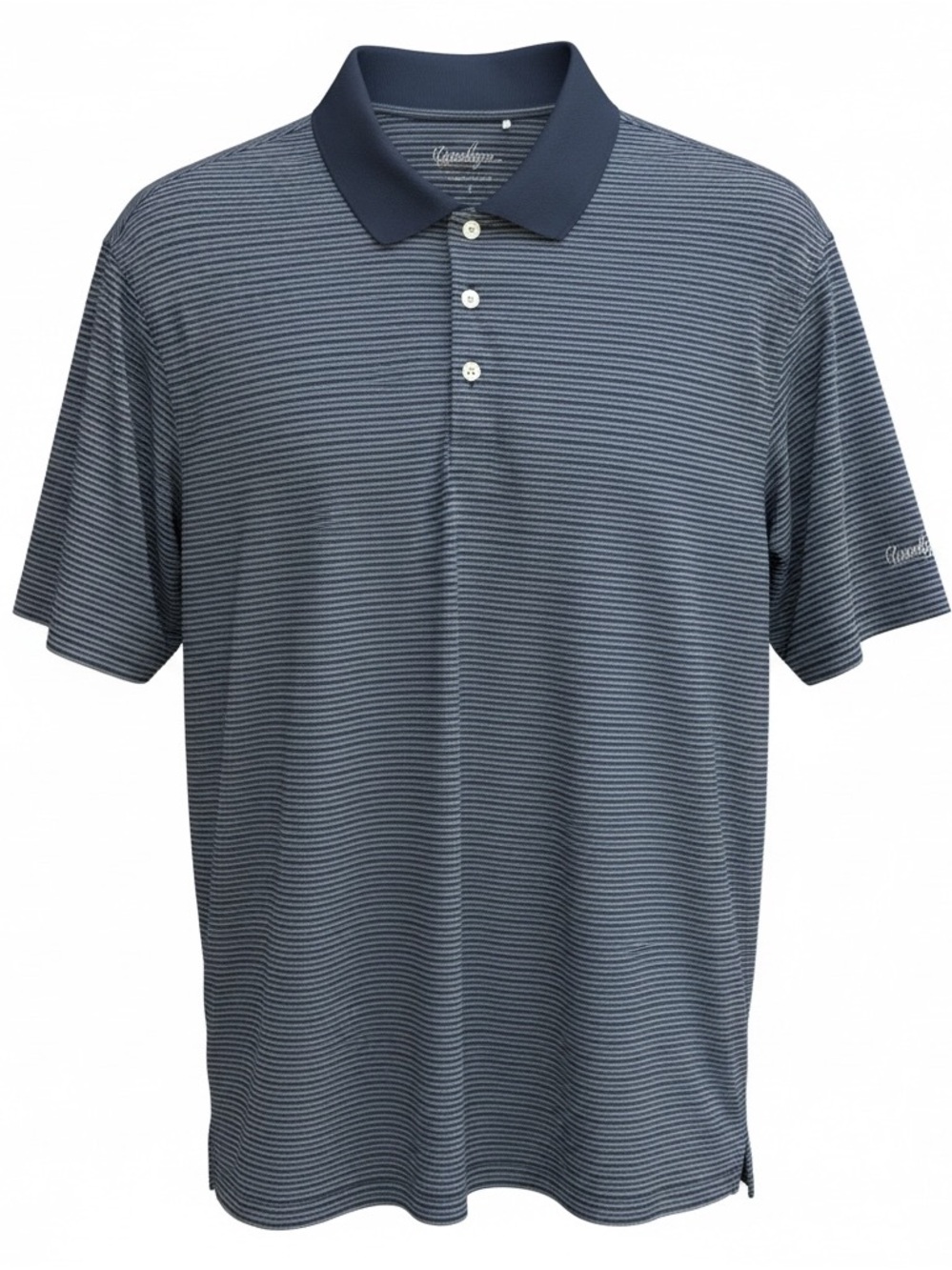 Walter Hagen Essentials Men's Short Sleeve Polo Golf Shirt - Navy Stripe